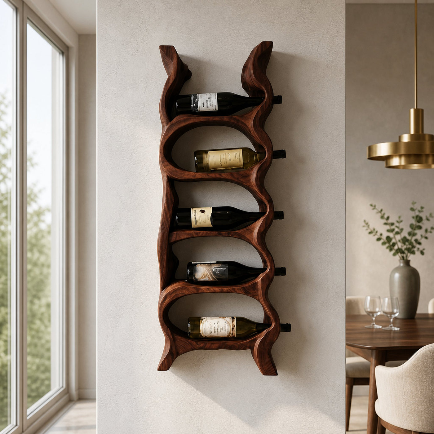 Organic Natural Wood Wine Rack For Kitchen Wall Storage - product view 7