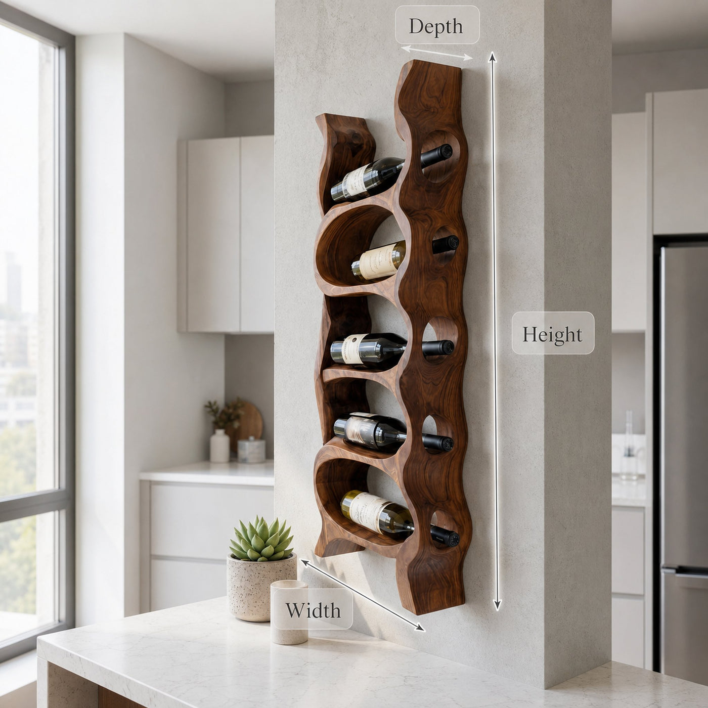 Organic Natural Wood Wine Rack For Kitchen Wall Storage - product view 8