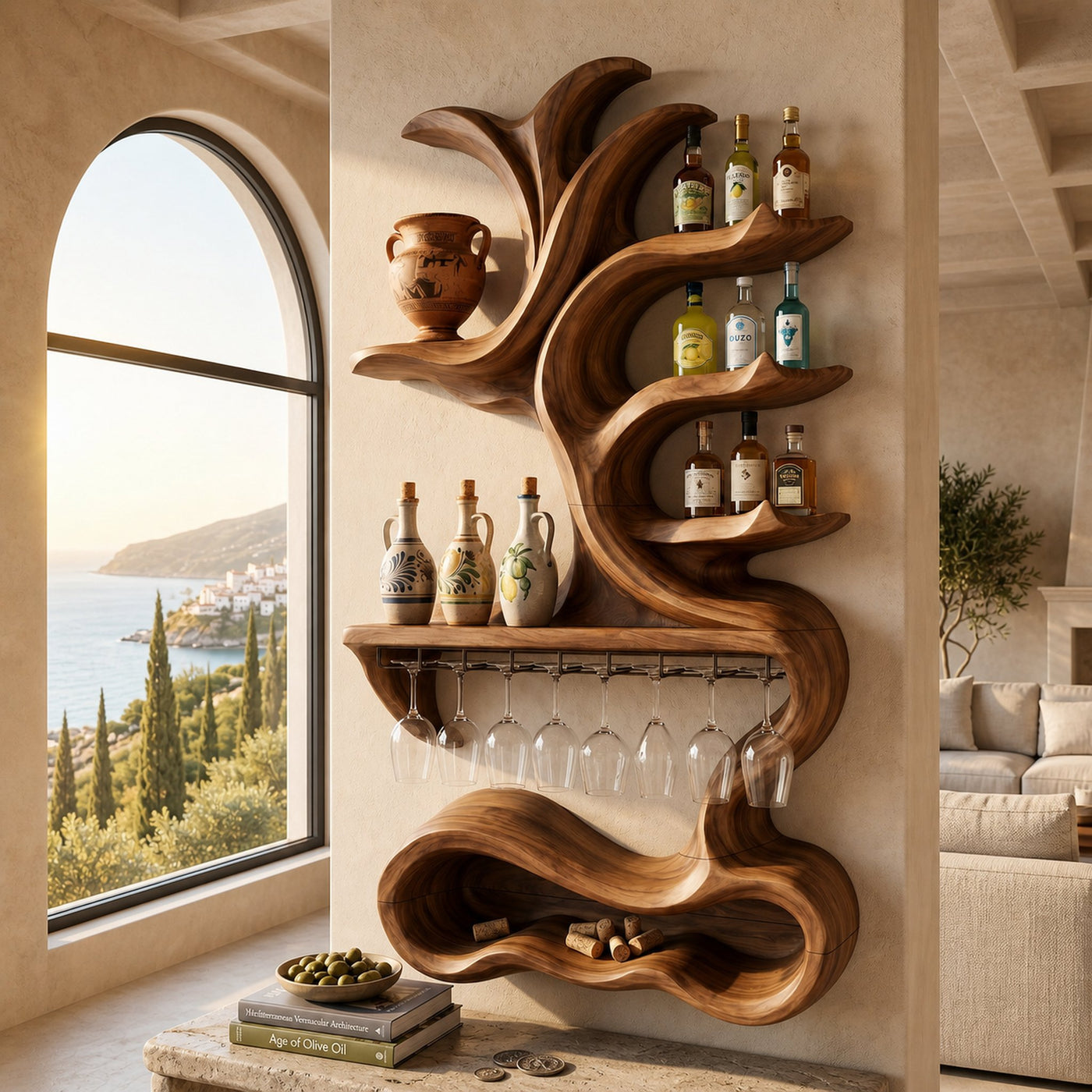 Organic Sculptural Bottle Organizer For Home Bar - product view 6