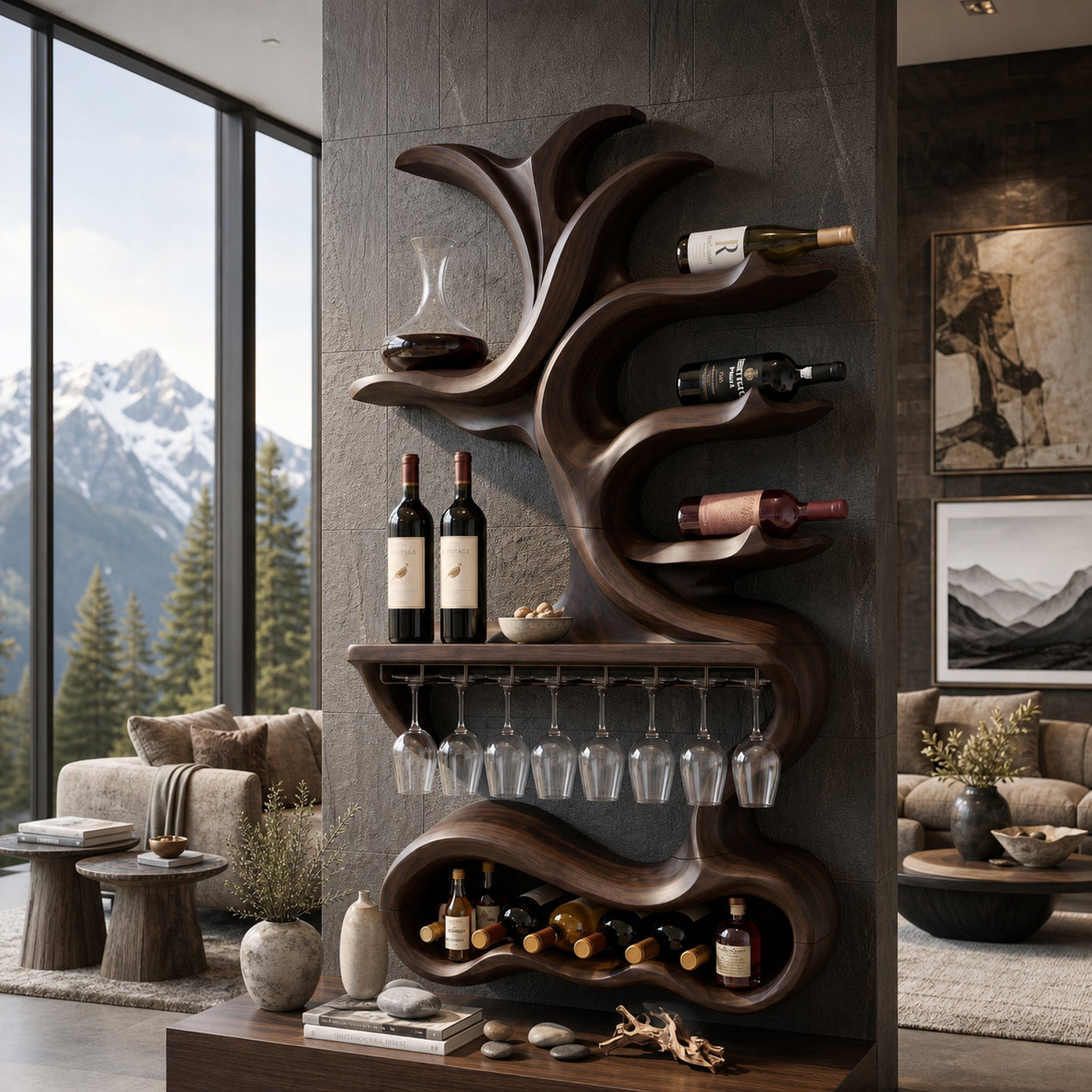 Organic Sculptural Bottle Organizer For Home Bar - product view 7