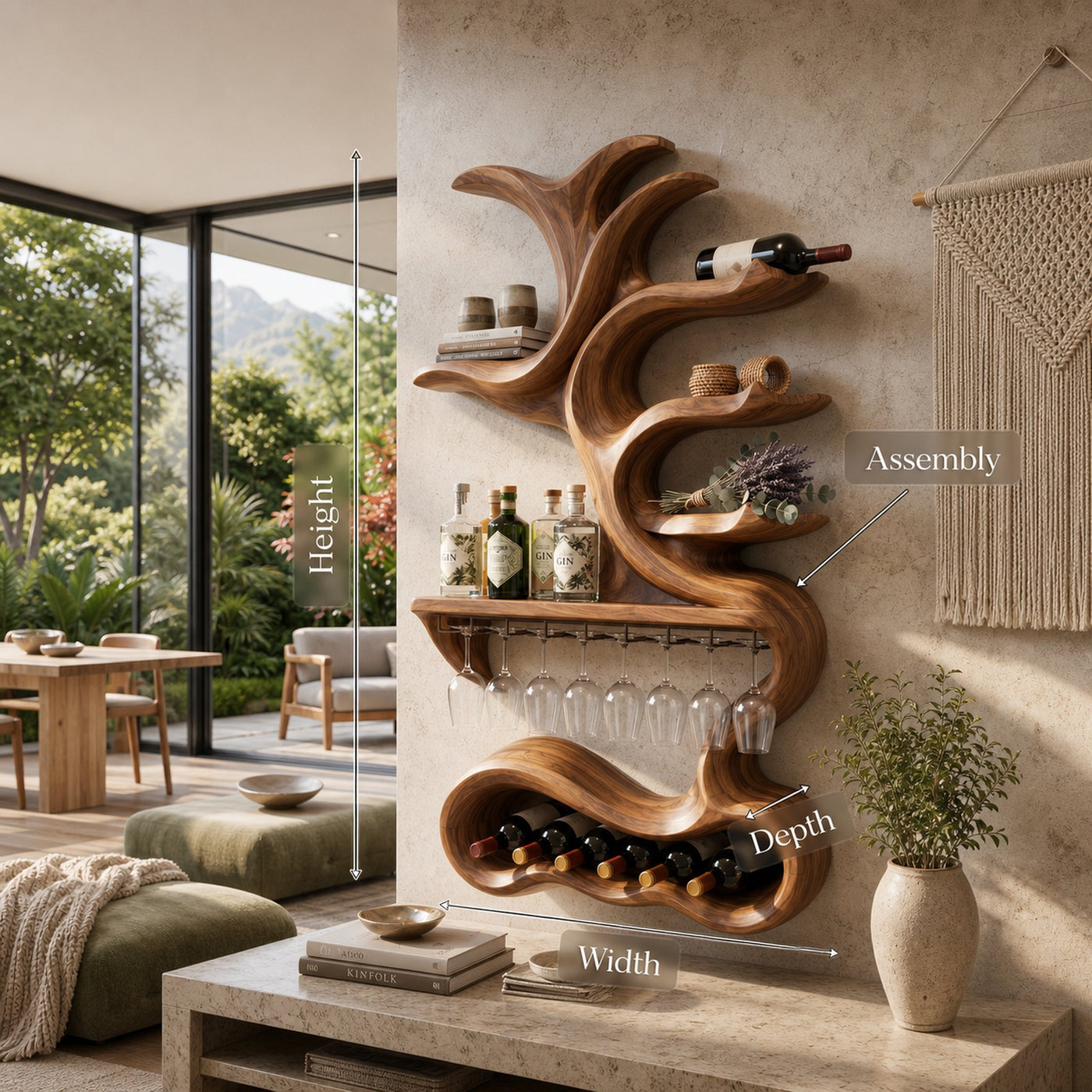 Organic Sculptural Bottle Organizer For Home Bar - product view 8
