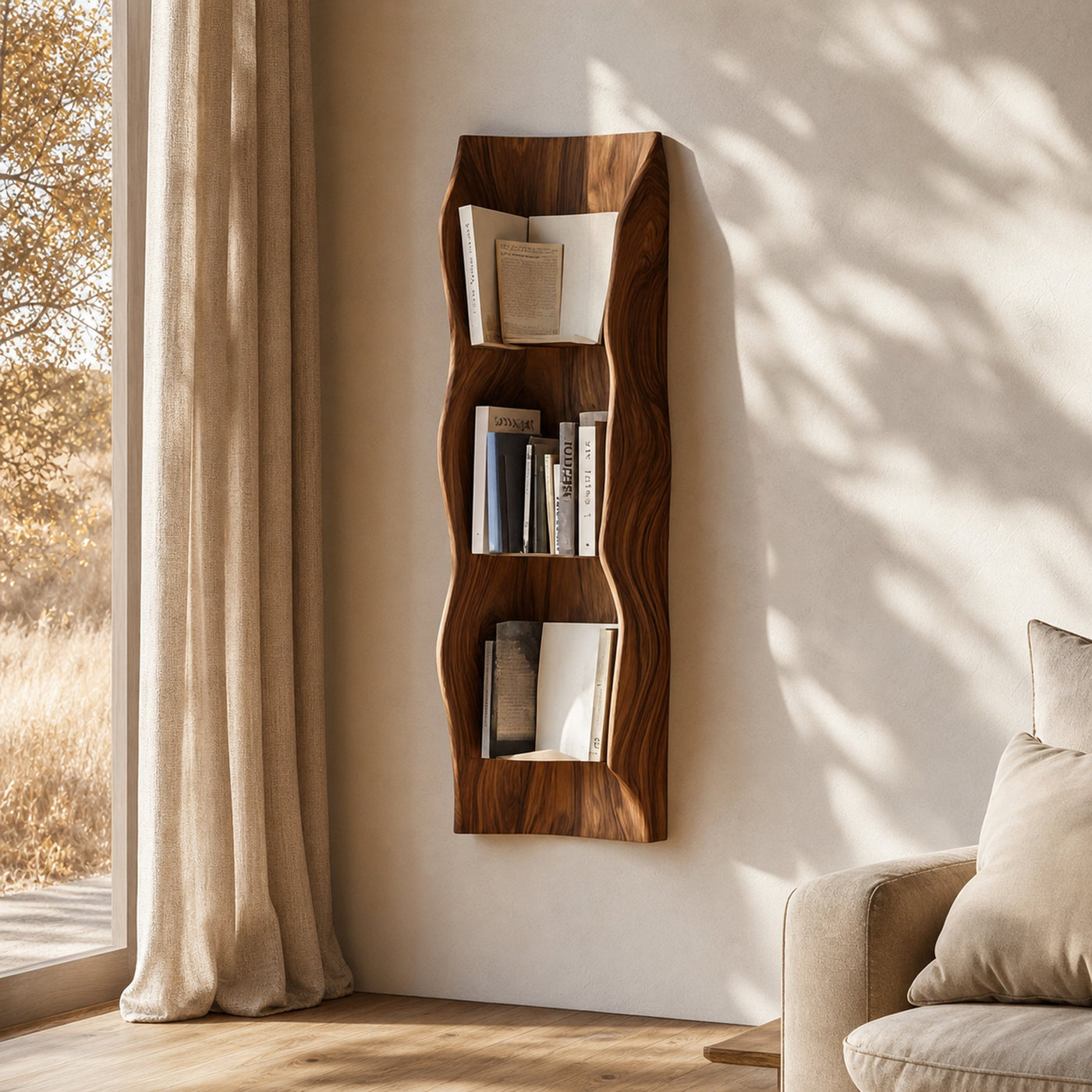 Organic Sculptural Wall Bookshelf For Living Space Or Interior Area