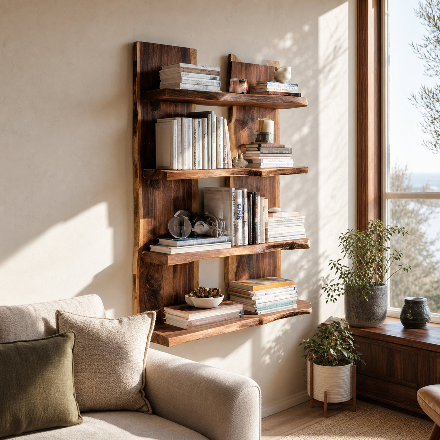 Organic Sculptural Wall Display Shelf For Living Space And Interior Area