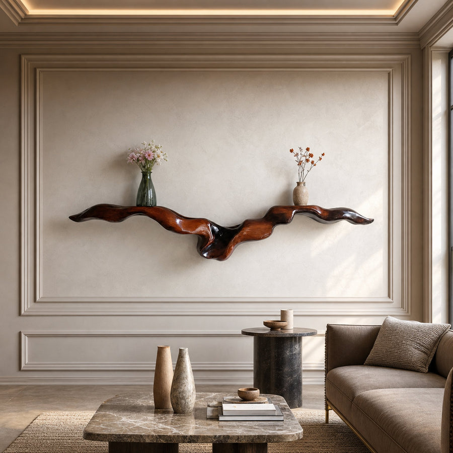 Organic Sculptural Wall Shelf For Living Room And Entryway