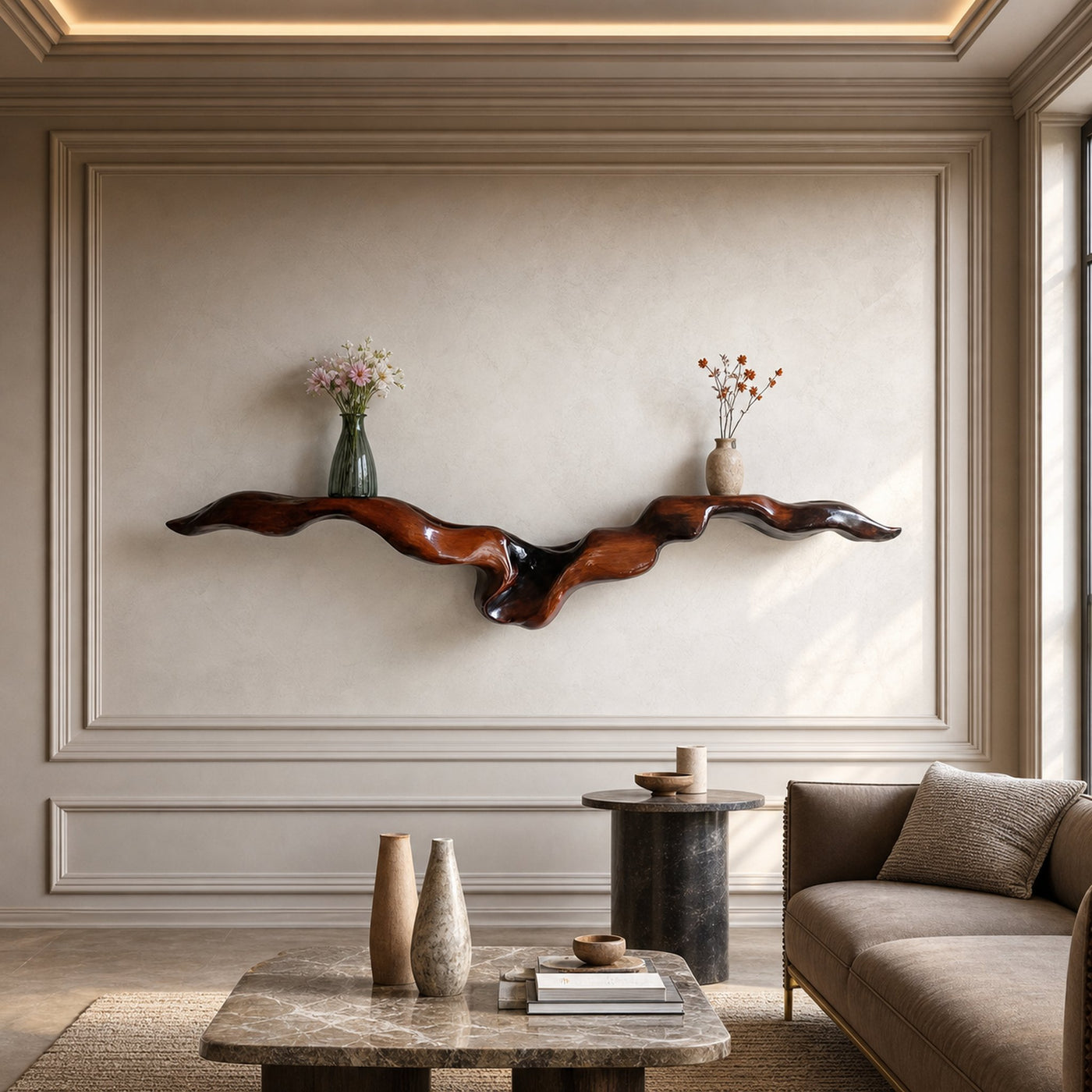 Organic Sculptural Wall Shelf For Living Room And Entryway