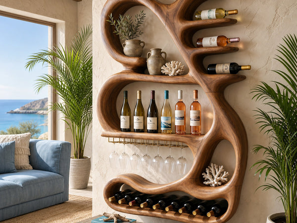 Organic Sculptural Wine Display Rack For Home Bar