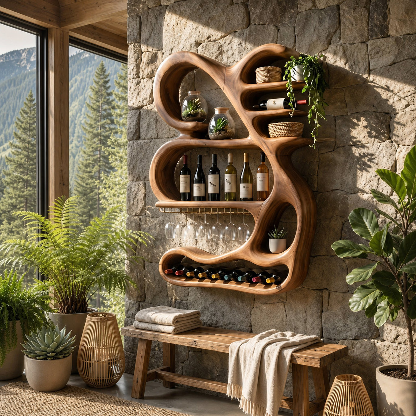 Organic Sculptural Wine Display Rack For Home Bar - product view 6
