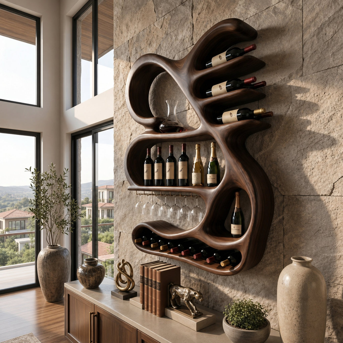 Organic Sculptural Wine Display Rack For Home Bar - product view 7
