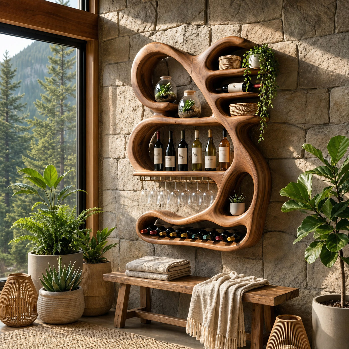Organic Sculptural Wine Display Rack For Home Bar - product view 8
