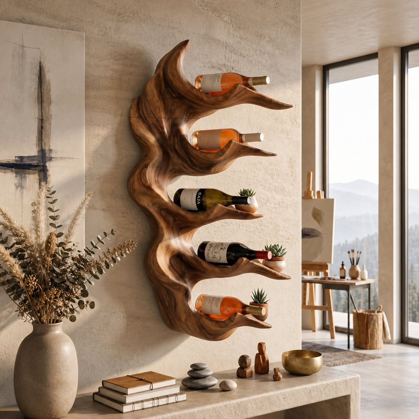 Organic Sculptural Wine Storage Holder For Modern Home