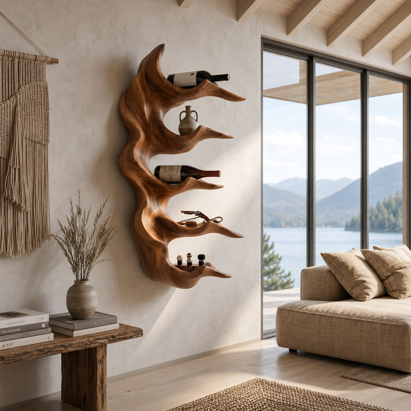 Organic Sculptural Wine Storage Holder For Modern Home - product view 6