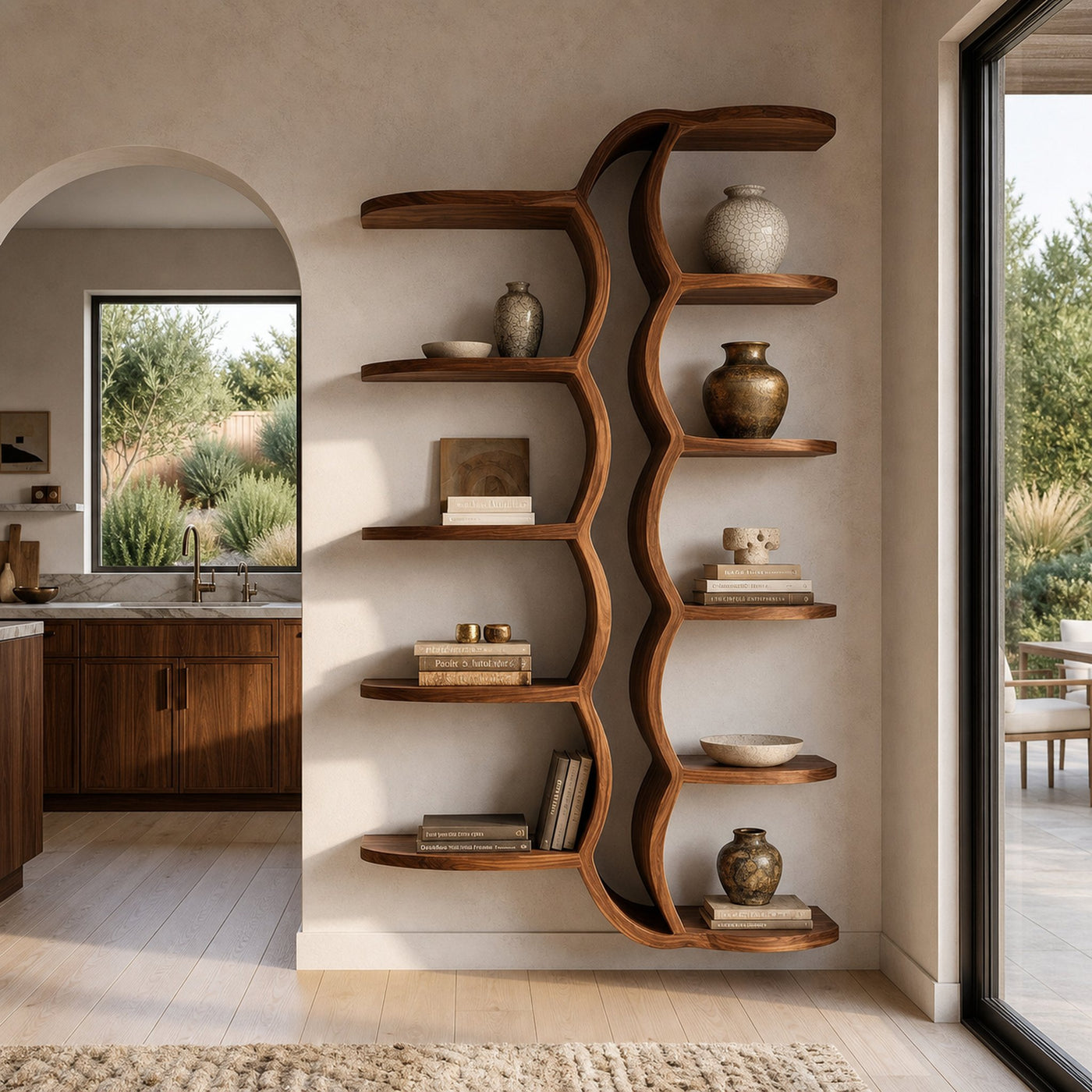 Organic Sculpture Wooden Wall Mounted Shelf For Living Room - product view 6