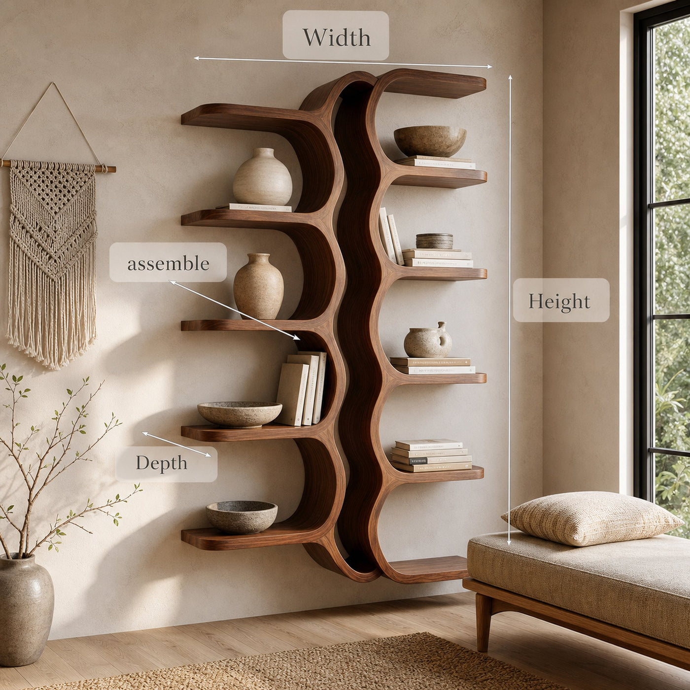 Organic Sculpture Wooden Wall Mounted Shelf For Living Room - product view 8