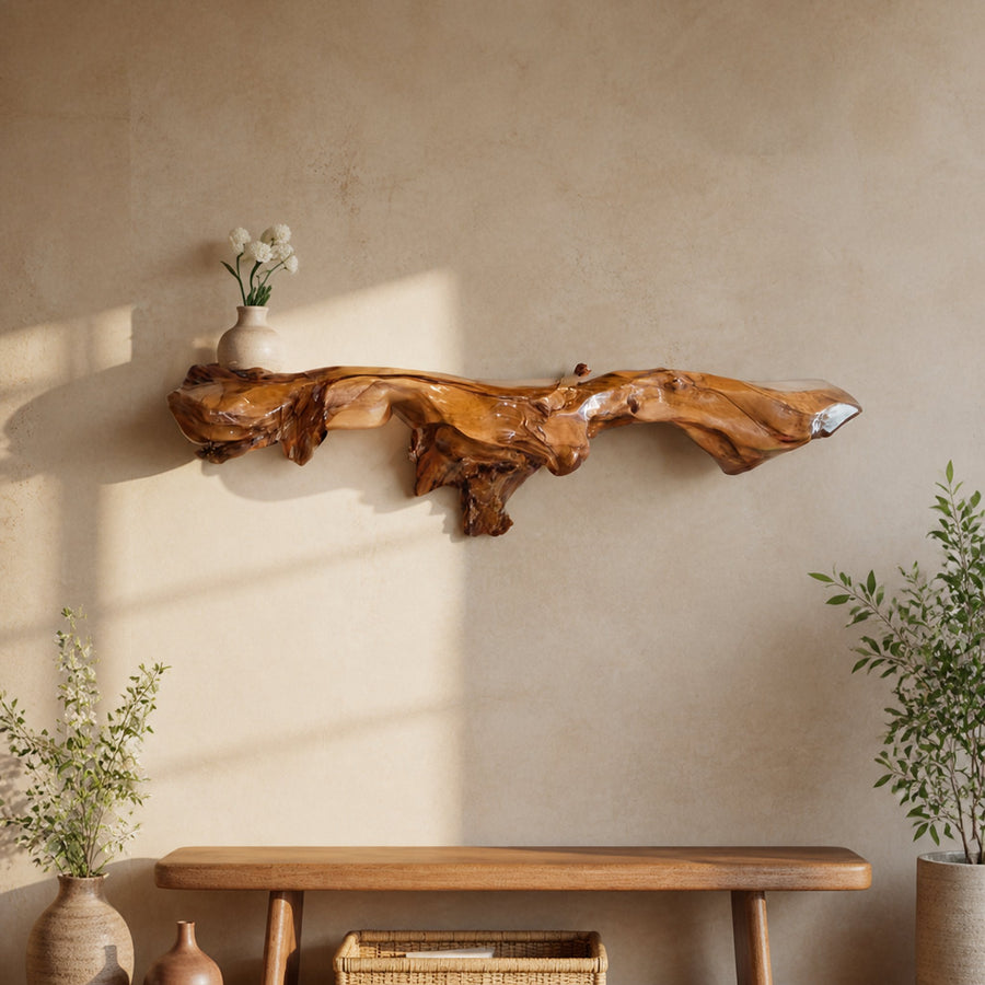 Organic Statement Wall Shelf For Living Room And Entryway