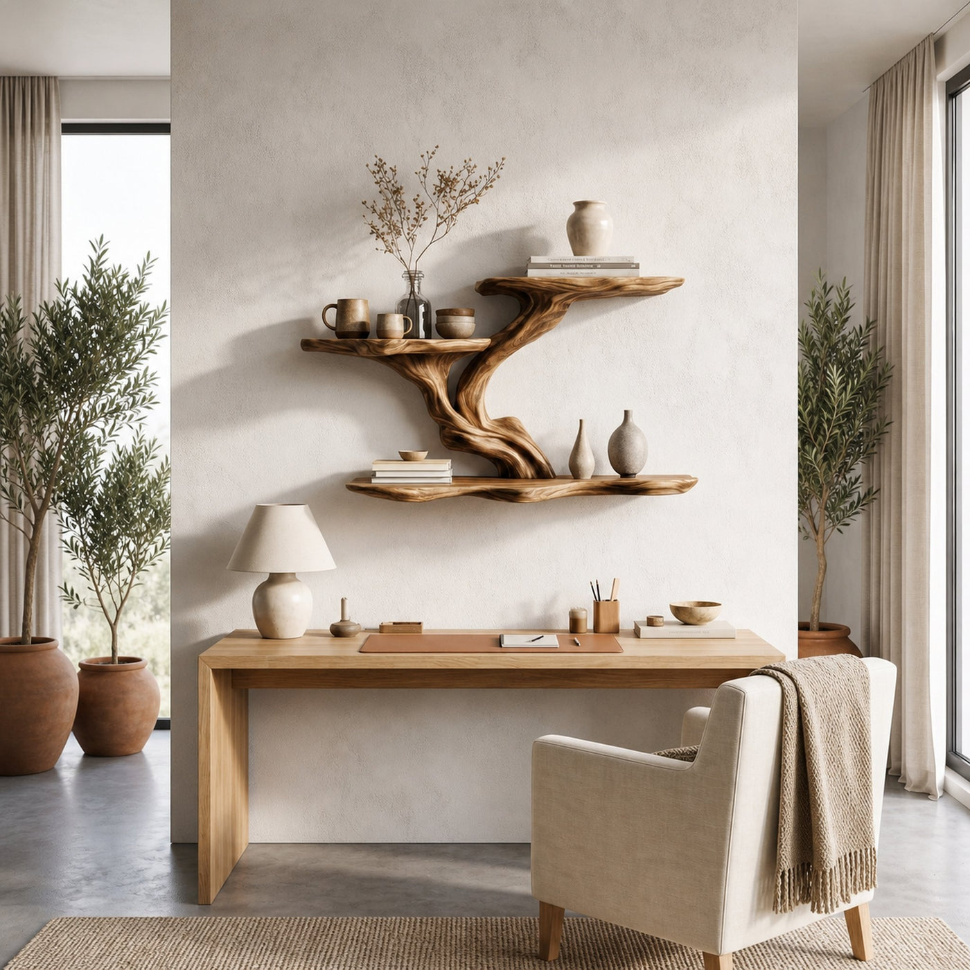 Organic Tree Branch Floating Shelf With Sculptural Wall Storage For Living Room - product view 6