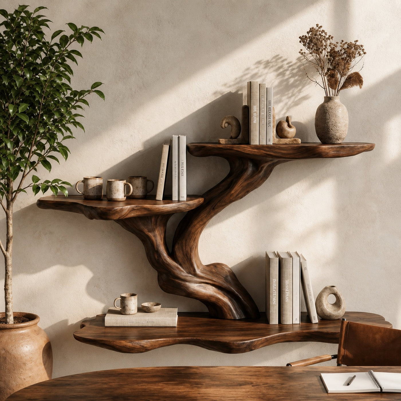 Organic Tree Branch Floating Shelf With Sculptural Wall Storage For Living Room - product view 7