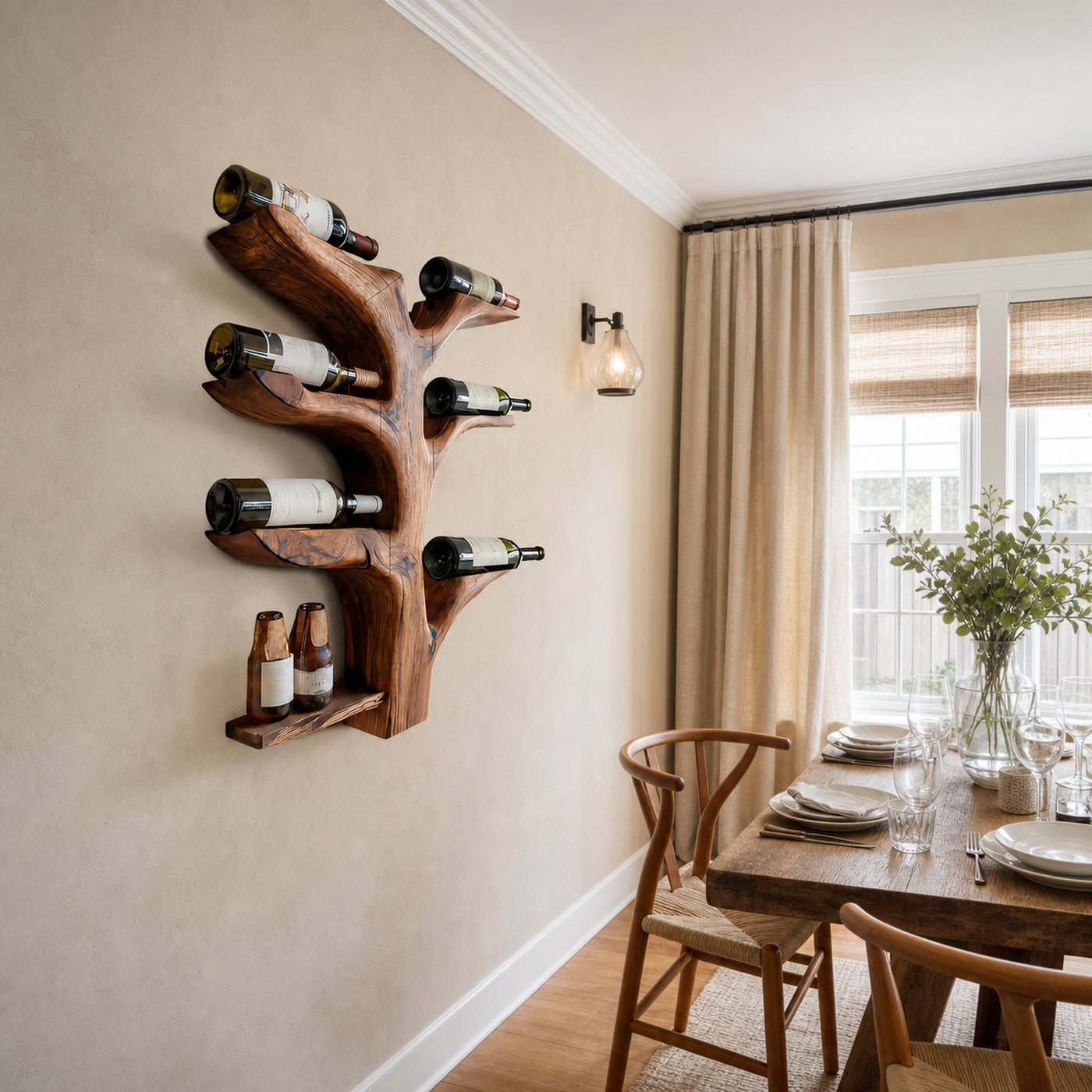 Organic Tree Style Wall Wine Rack For Kitchen Decor - product view 6