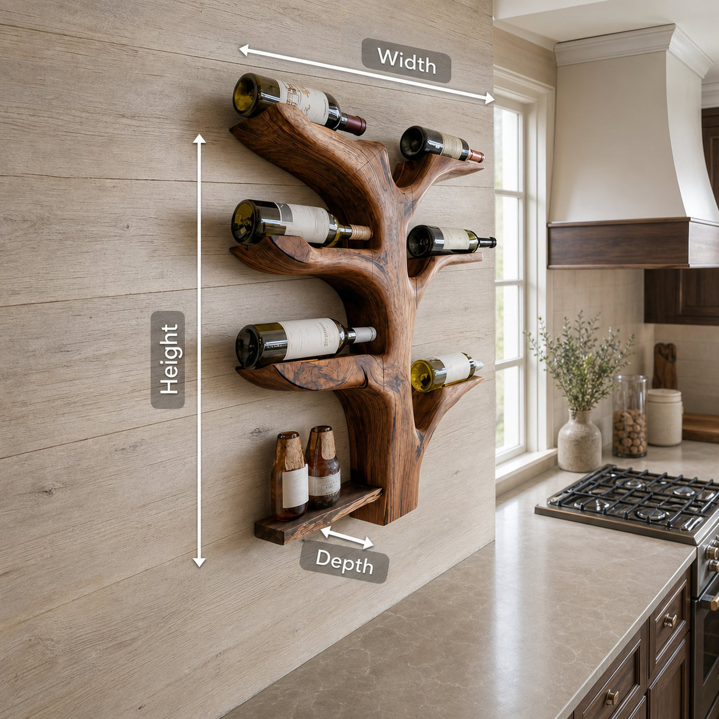 Organic Tree Style Wall Wine Rack For Kitchen Decor - product view 8