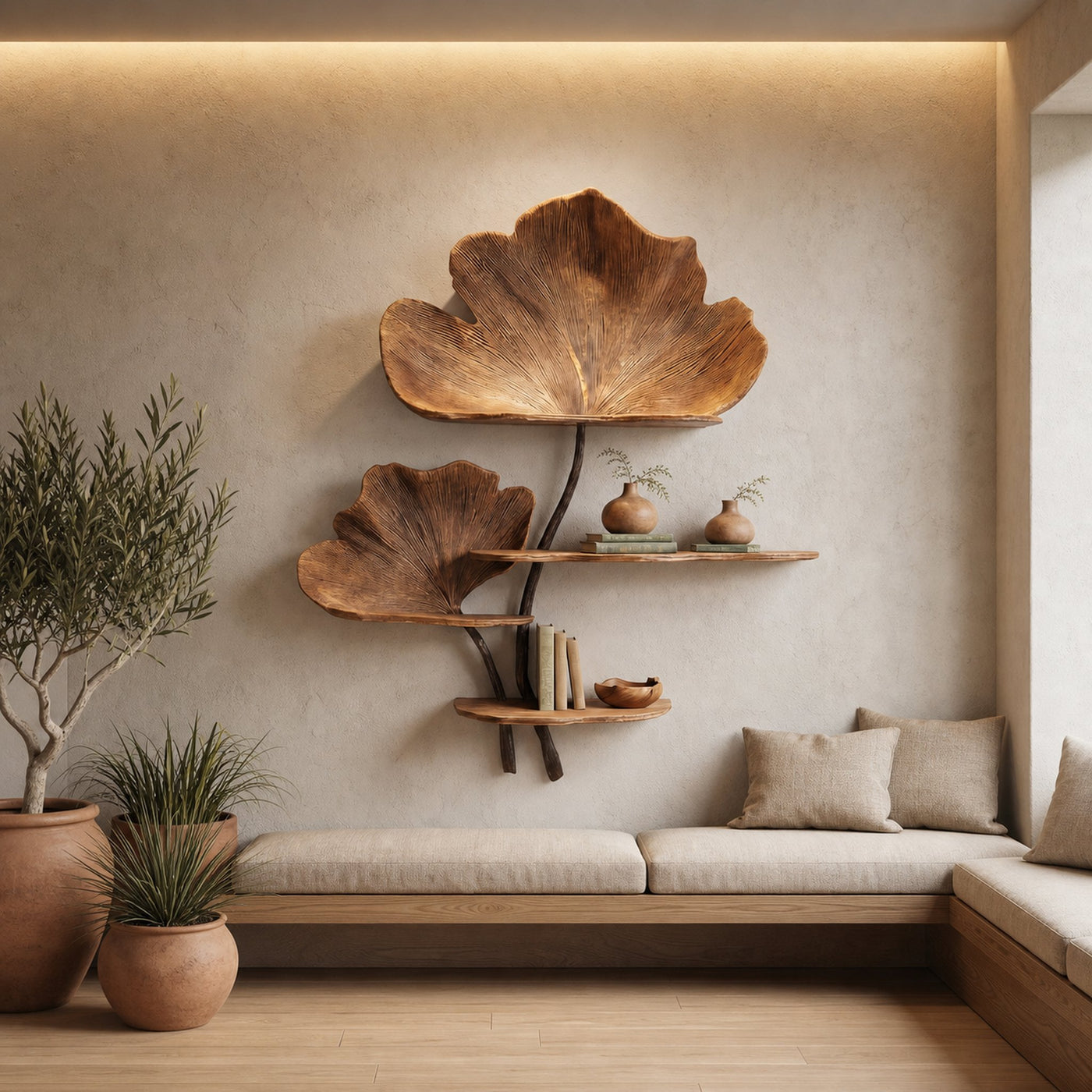 Organic Tree Wall Shelf With Leaf Shape Design For Living Room And Bedroom - product view 6