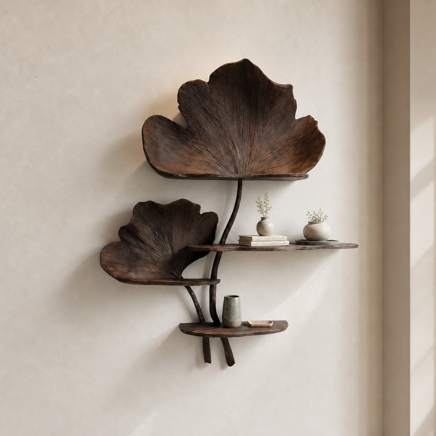 Organic Tree Wall Shelf With Leaf Shape Design For Living Room And Bedroom - product view 7
