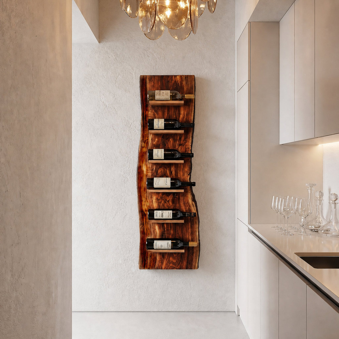 Organic Wall Mounted Wine Rack With Natural Wood Design For Kitchen - product view 6