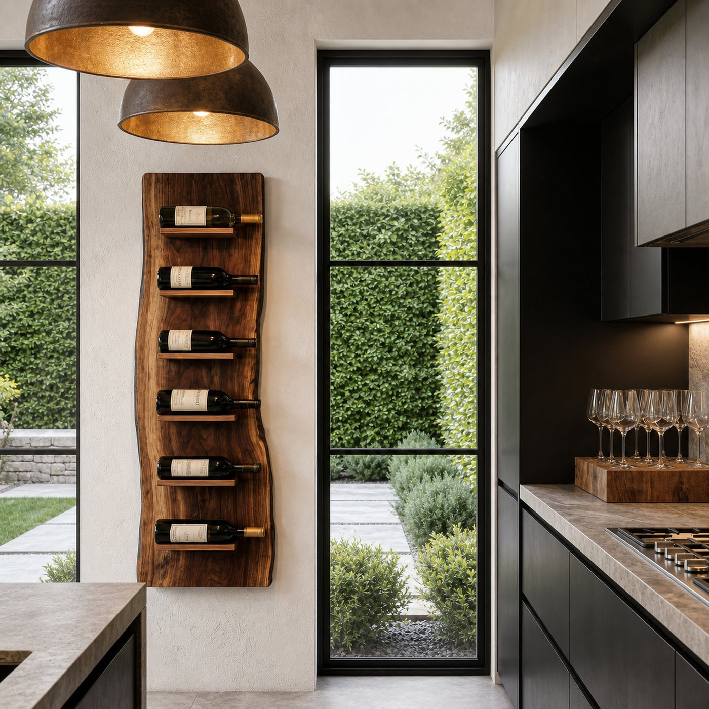 Organic Wall Mounted Wine Rack With Natural Wood Design For Kitchen - product view 7