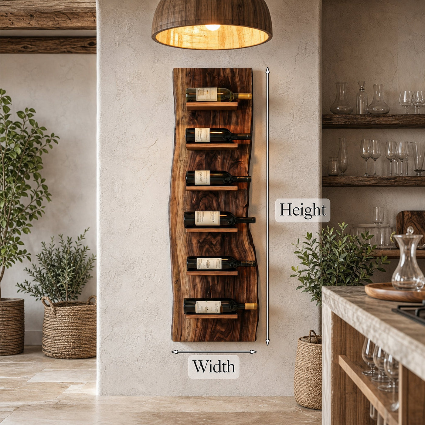 Organic Wall Mounted Wine Rack With Natural Wood Design For Kitchen - product view 8