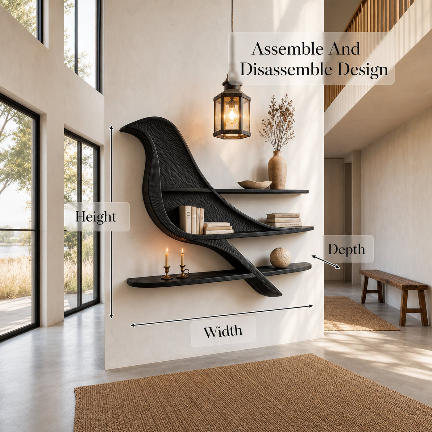 Organic Wave Bookshelf With Sculptural Wall Mounted Shelves For Living Room - product view 8