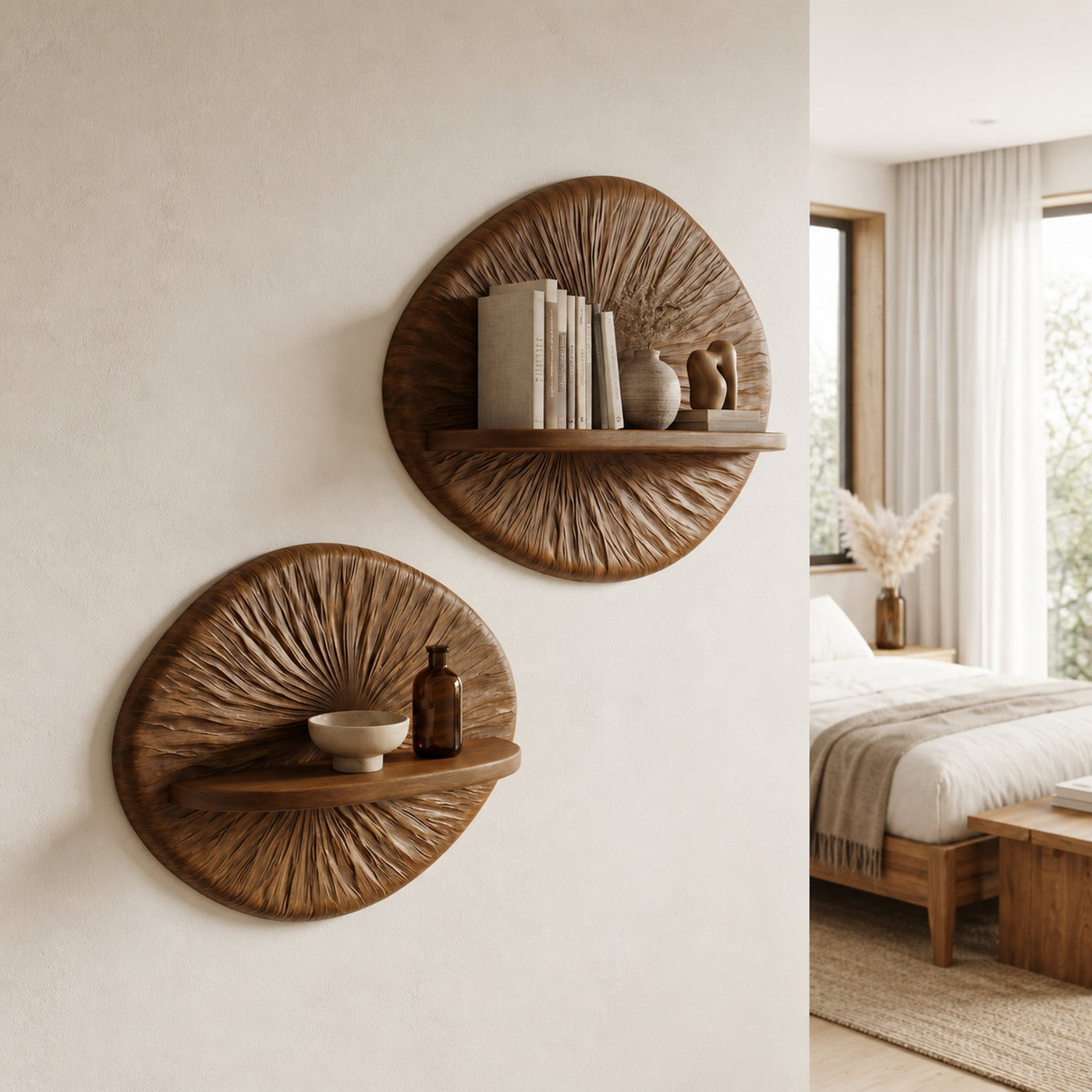 Round Sunburst Floating Wall Shelf For Living Room And Bedroom - product view 6