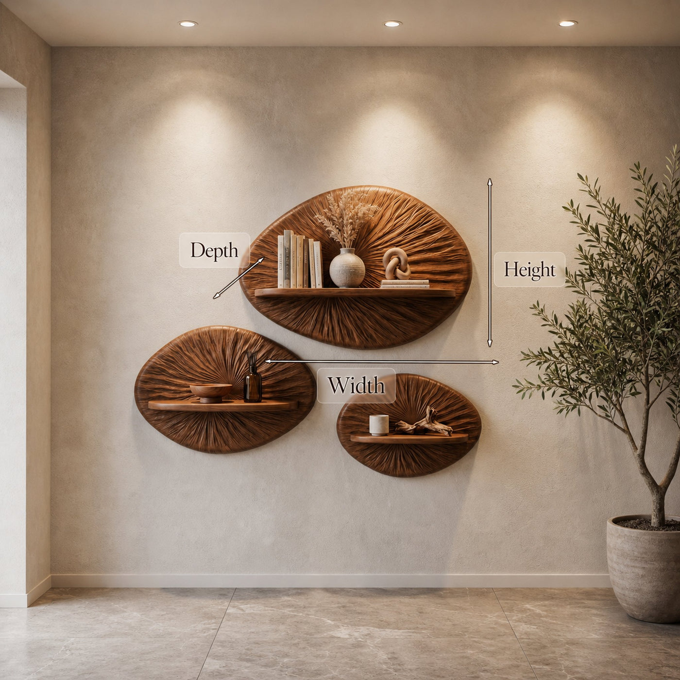 Round Sunburst Floating Wall Shelf For Living Room And Bedroom - product view 8