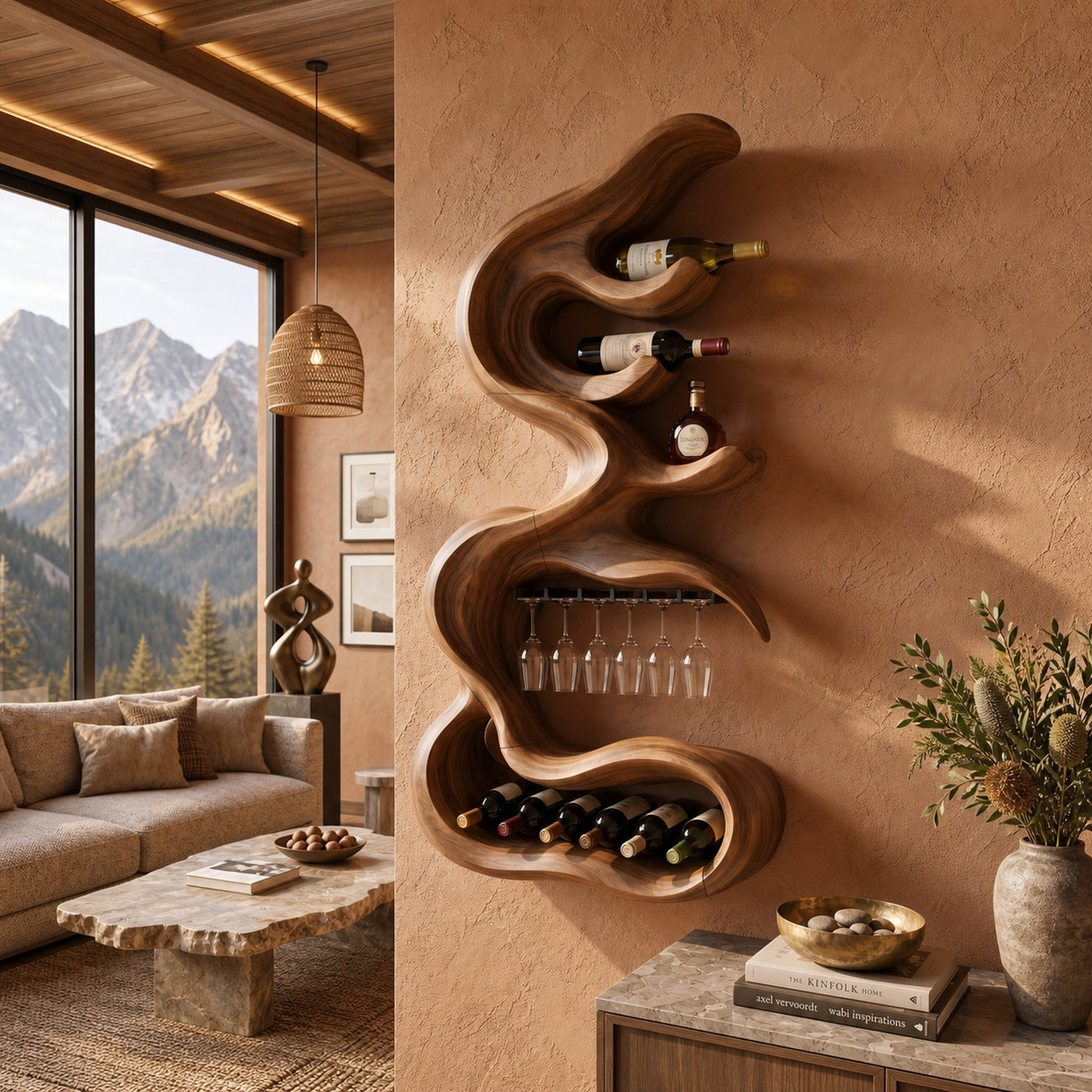 Rustic Artistic Wine Holder For Entertaining Area - product view 6