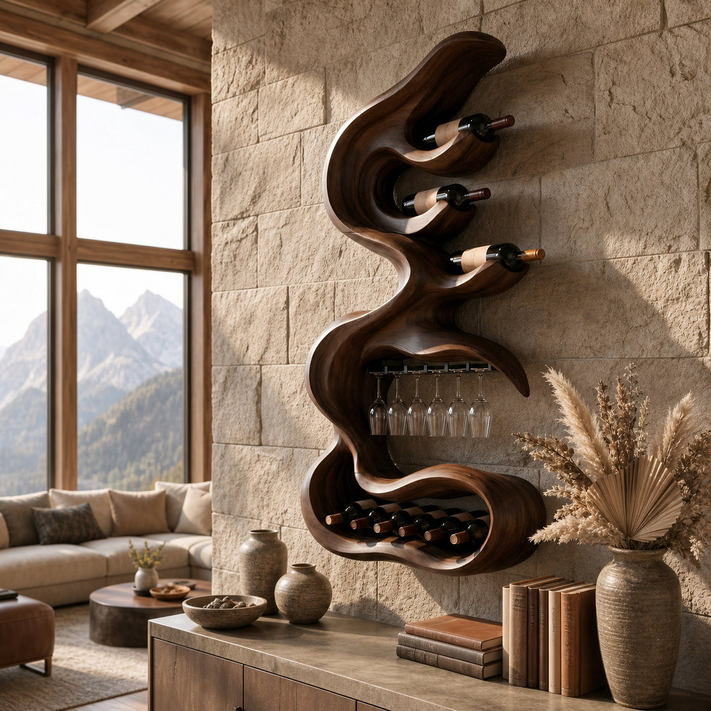 Rustic Artistic Wine Holder For Entertaining Area - product view 7