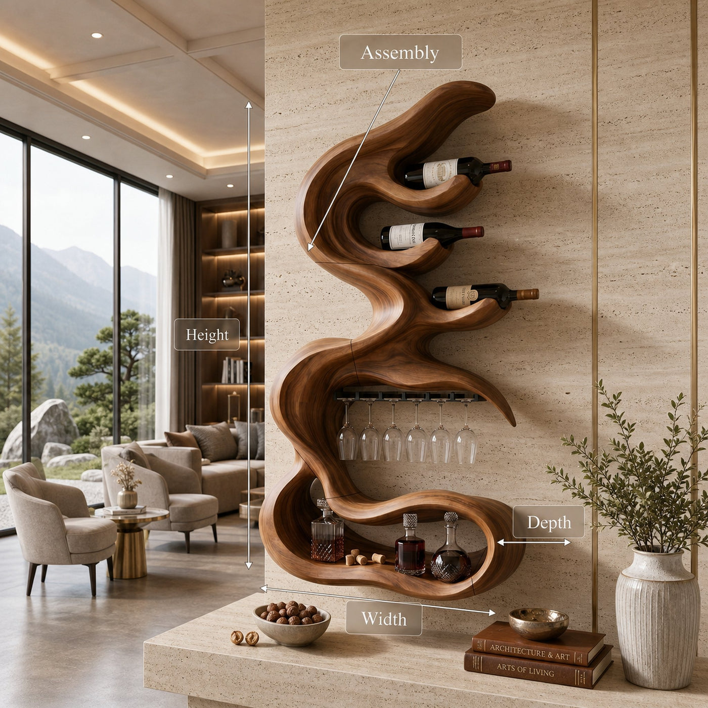 Rustic Artistic Wine Holder For Entertaining Area - product view 8