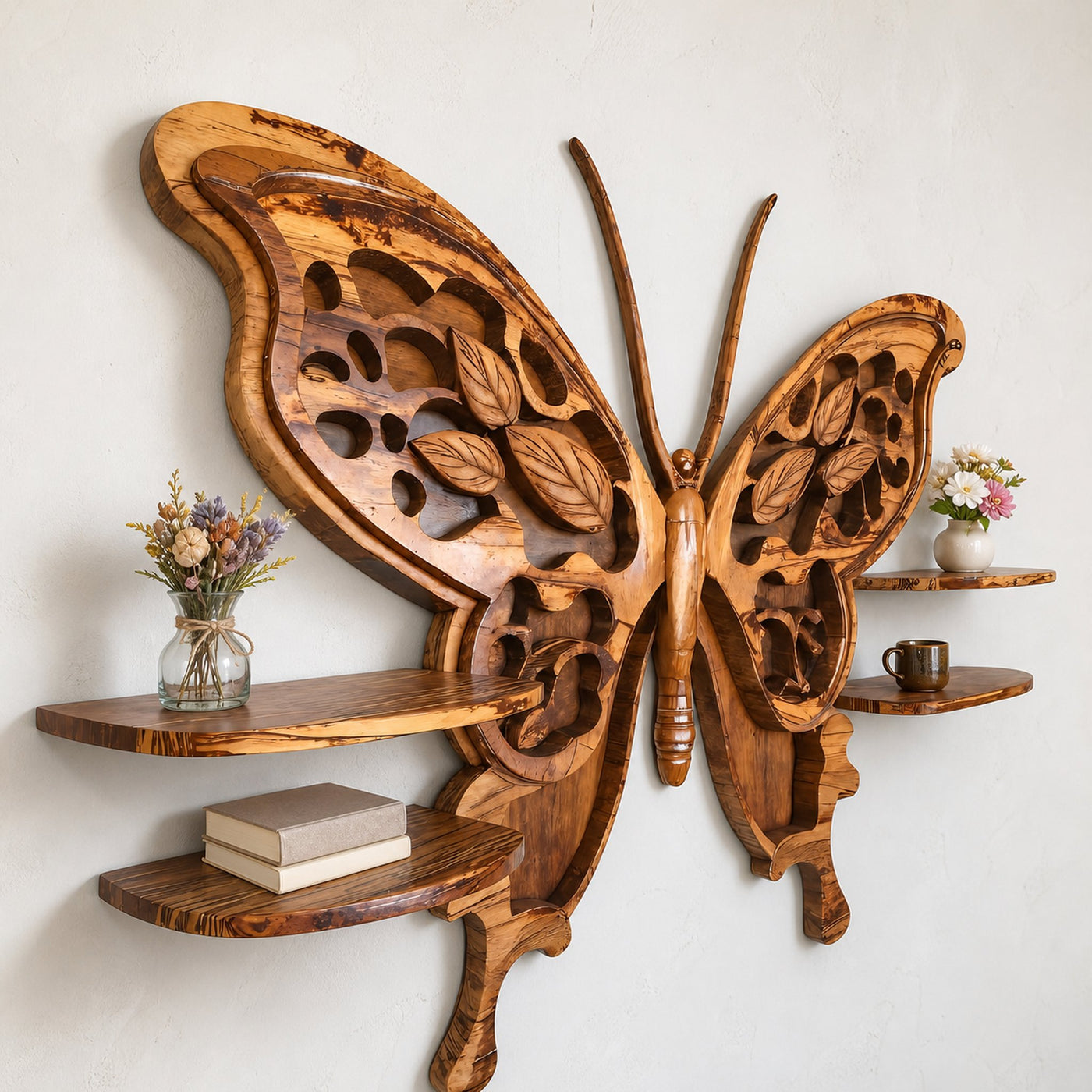 Rustic Butterfly Wall Shelf For Home Decor Floating Butterfly Shelves For Living Room And Bedroom