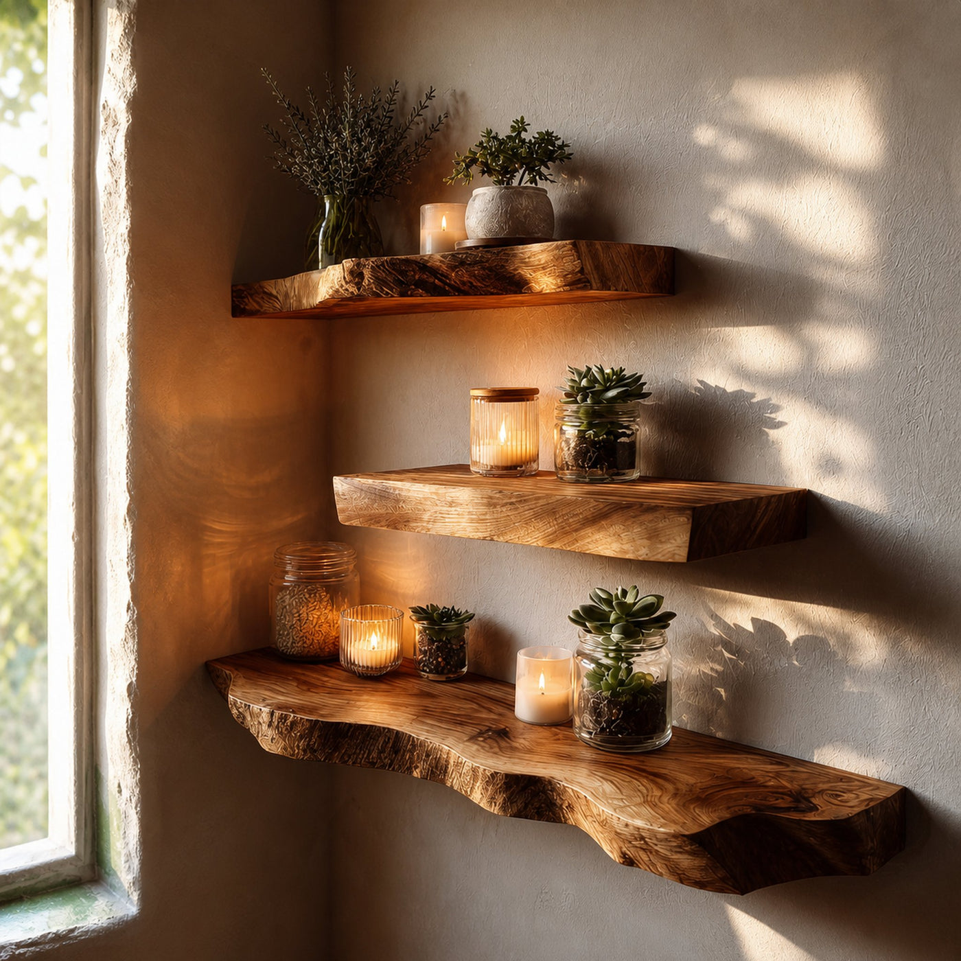 Rustic Corner Floating Shelf Modern Office Or Living Room