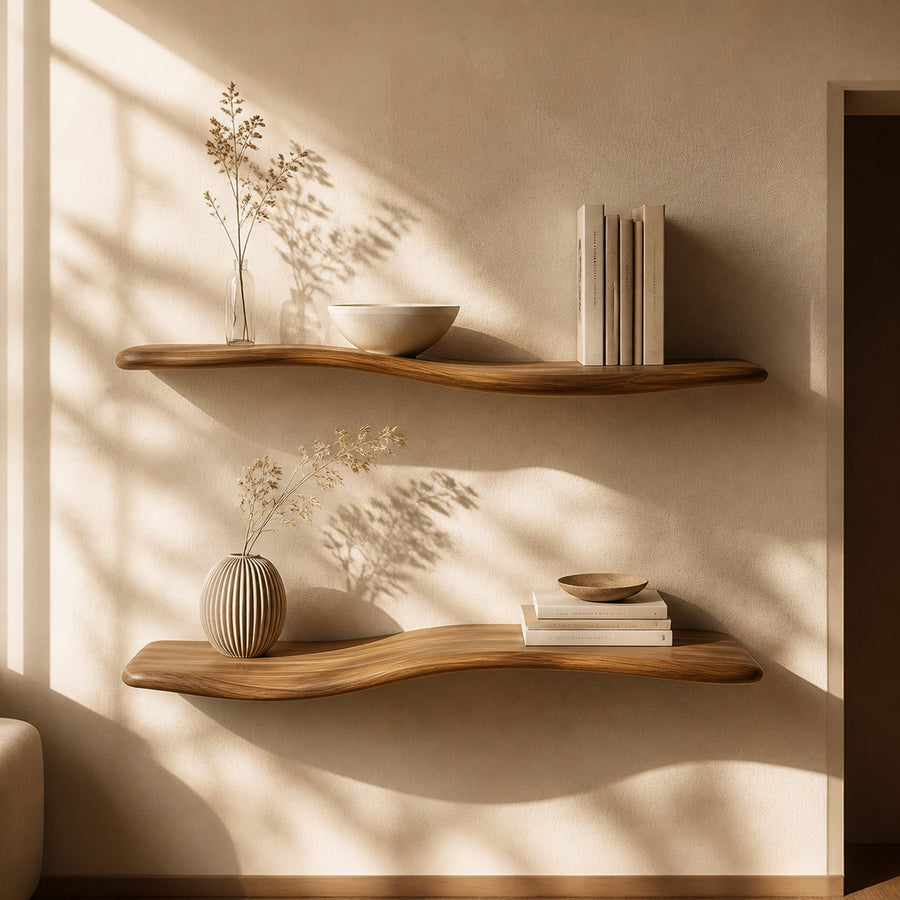 Rustic Curved Floating Shelf Handcrafted For Cozy Home Decor