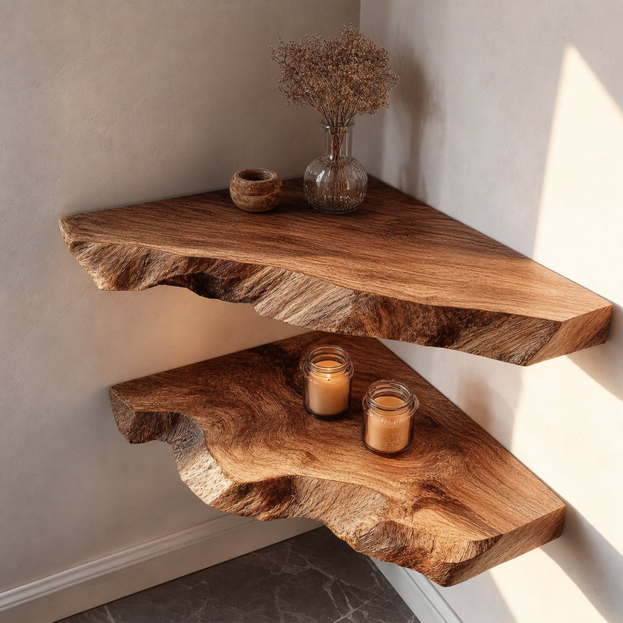 Rustic Floating Corner Shelf Living Room Dining Entryway