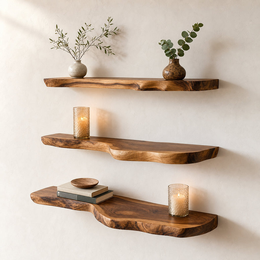 Rustic Floating Display Shelf For Living Room Wall