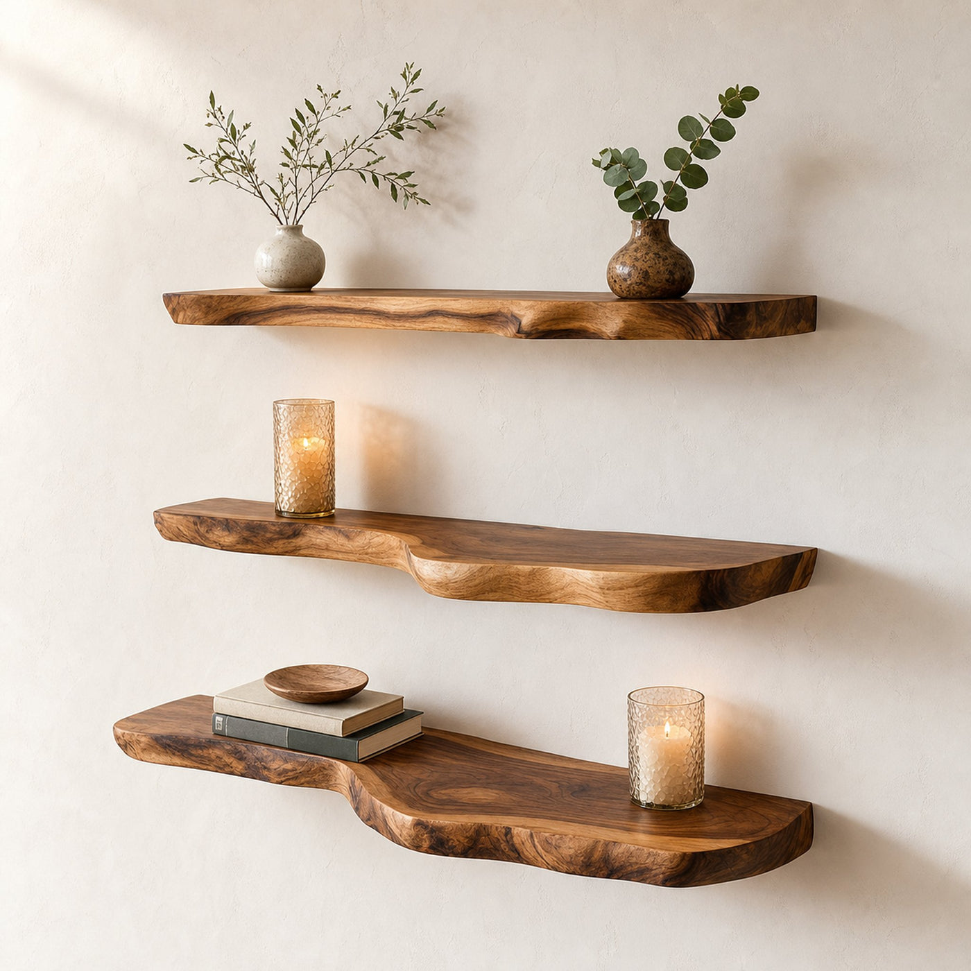 Rustic Floating Display Shelf For Living Room Wall