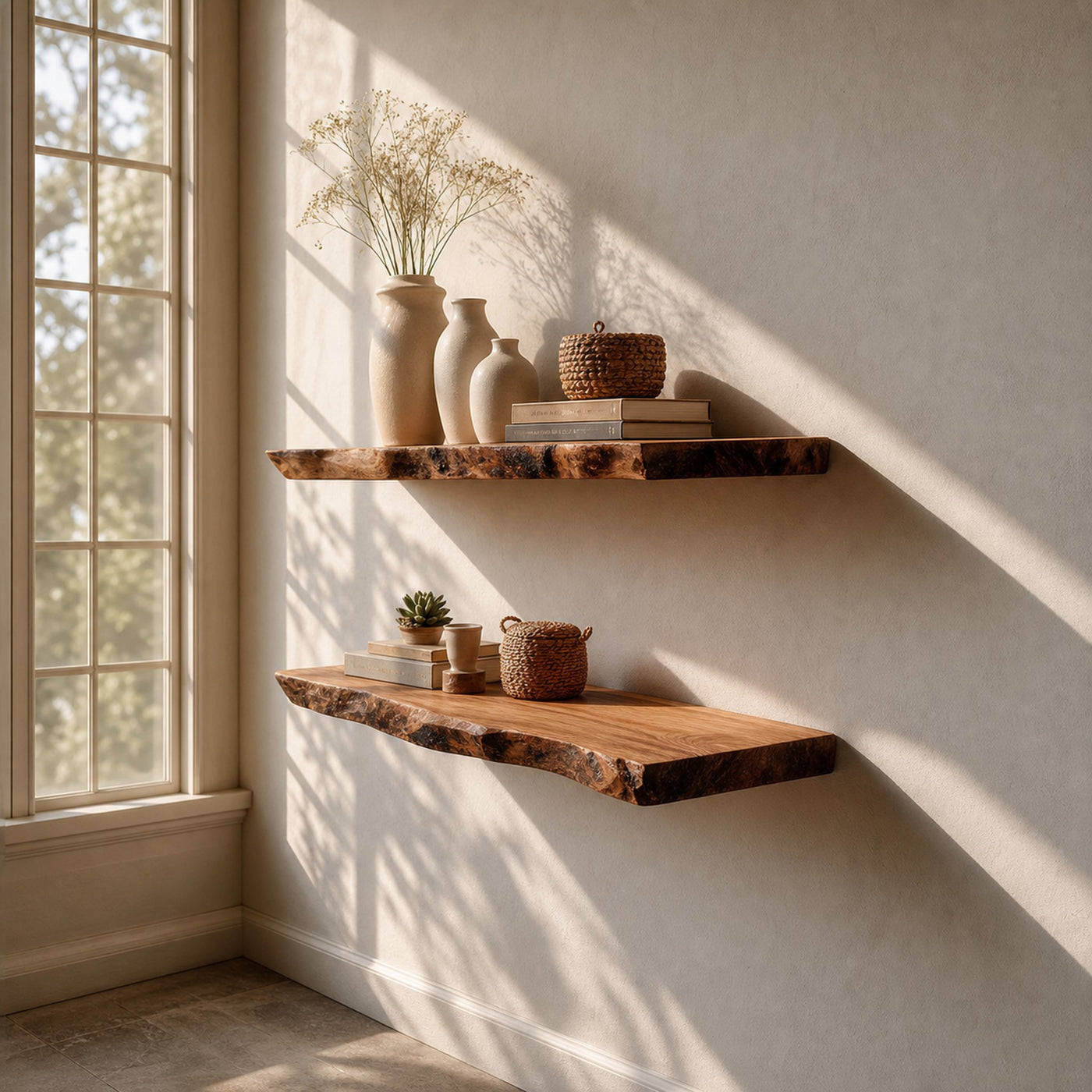 Rustic Floating Shelf Family Room