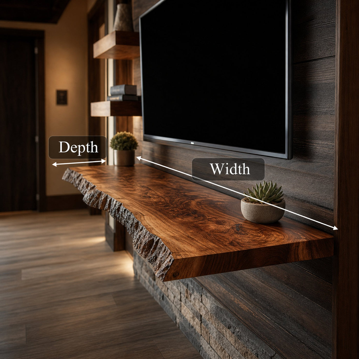 Rustic Floating Shelf Family Room - product view 6