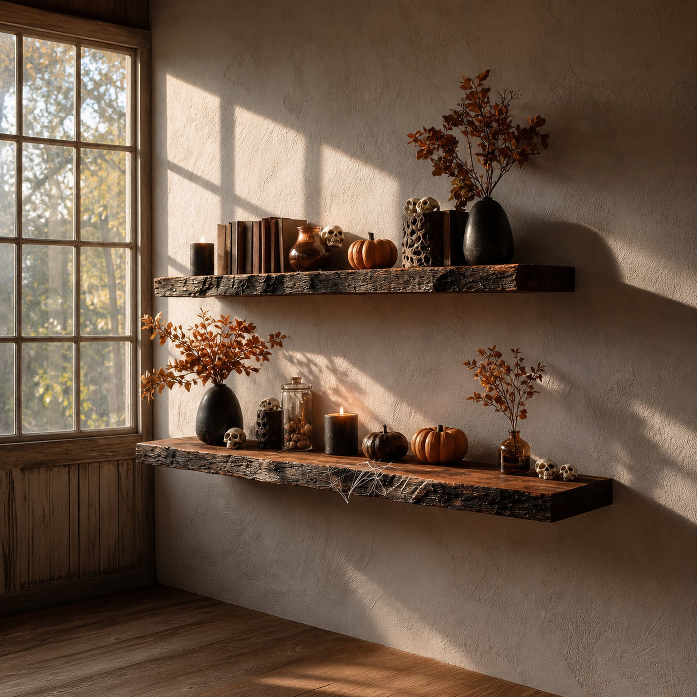 Rustic Floating Shelf Halloween Living Bedroom