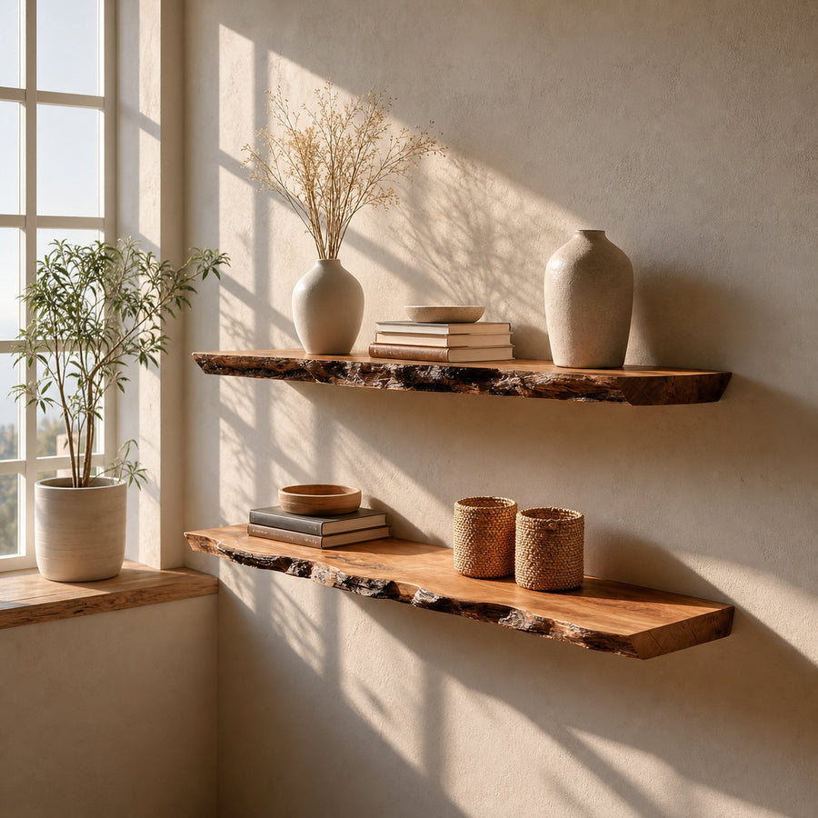 Rustic Floating Shelf Living Room