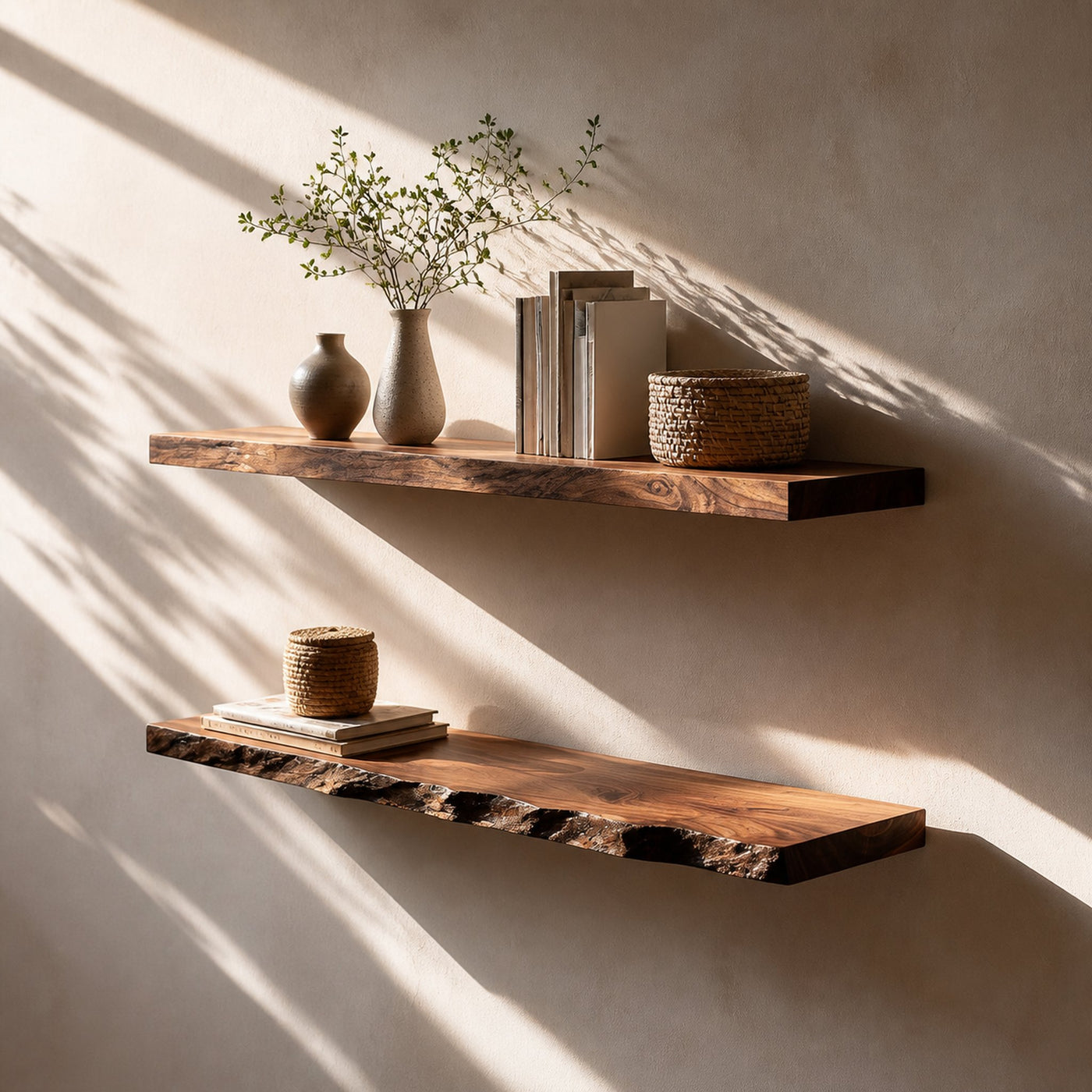 Rustic Floating Shelf Modern Living Room