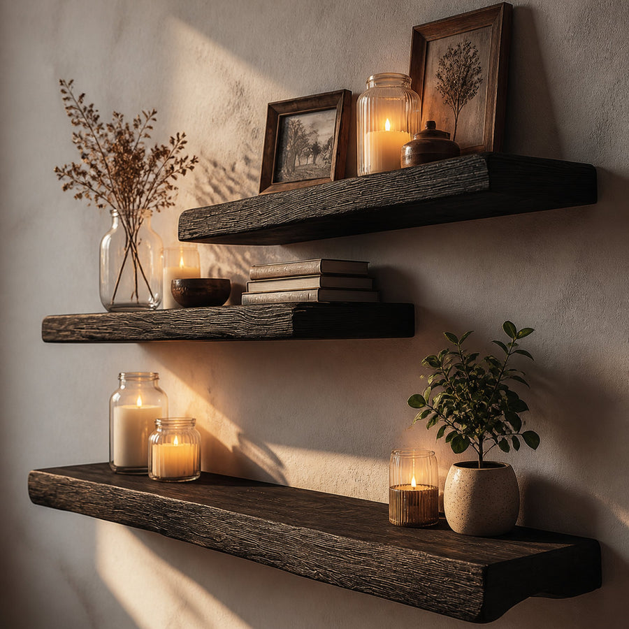 Rustic Floating Shelf Mood Light Living Room Or Bedroom