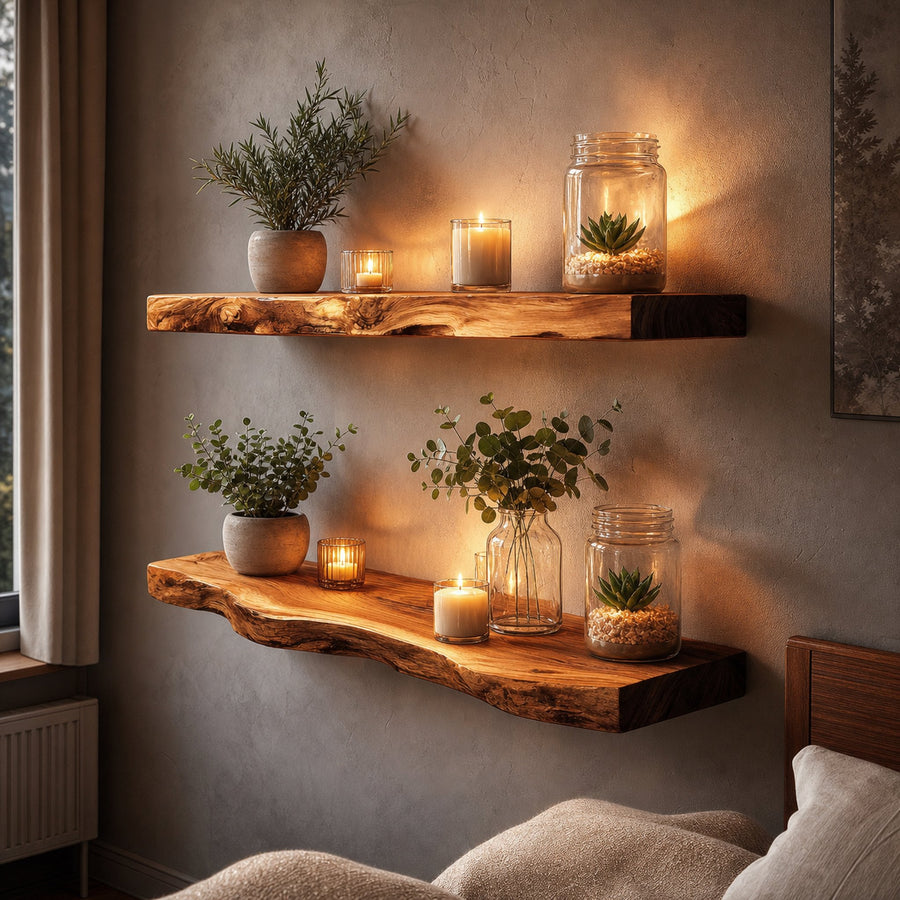 Rustic Floating Shelf Warm Decor Living Room Or Office