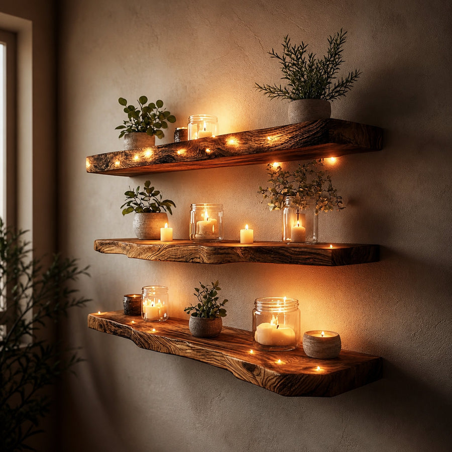 Rustic Floating Shelf Warm Minimal Living Room Or Office