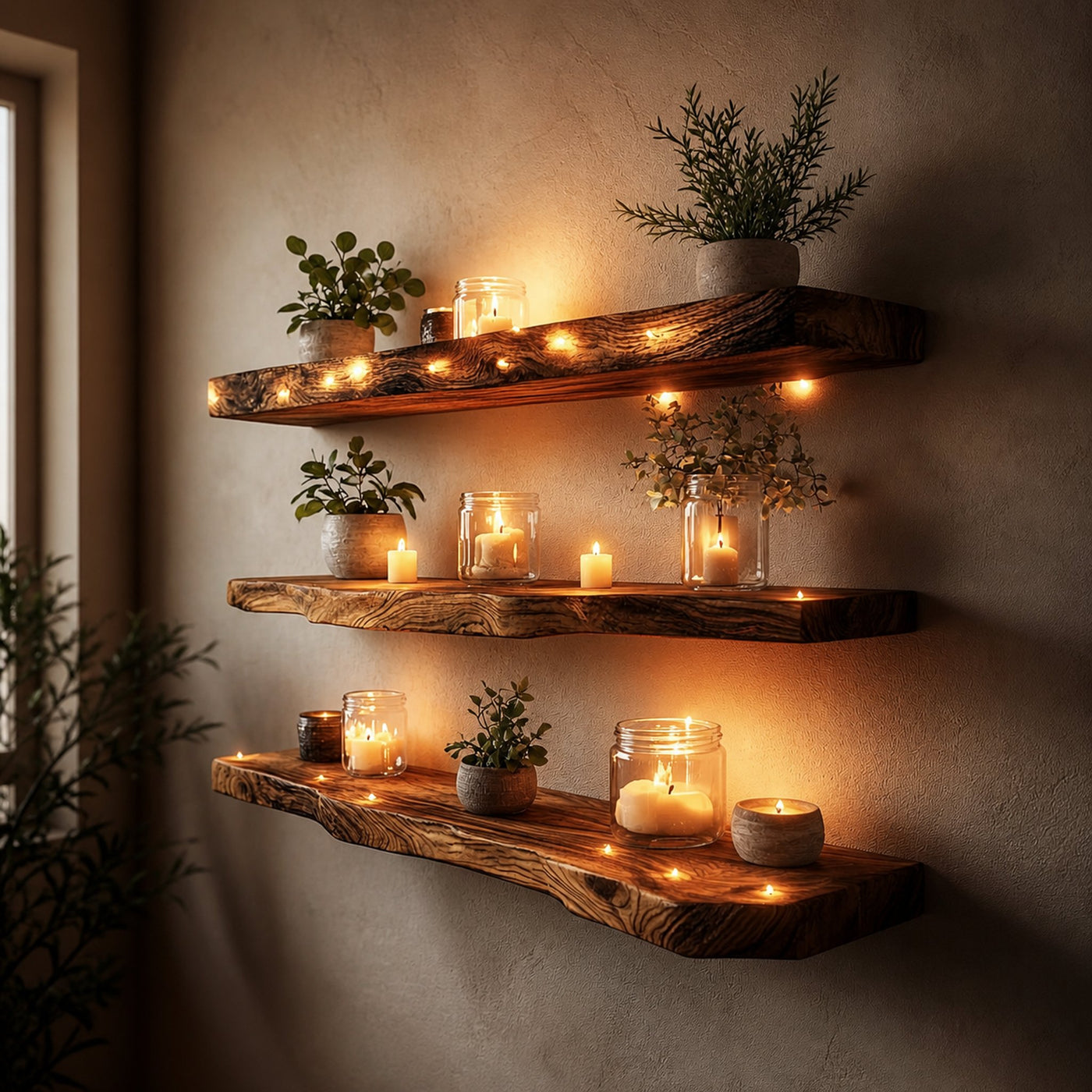 Rustic Floating Shelf Warm Minimal Living Room Or Office