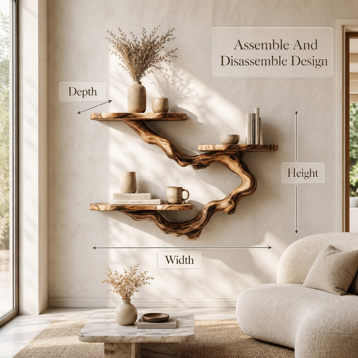Rustic Floating Shelf With Display Storage For Living Room - product view 8