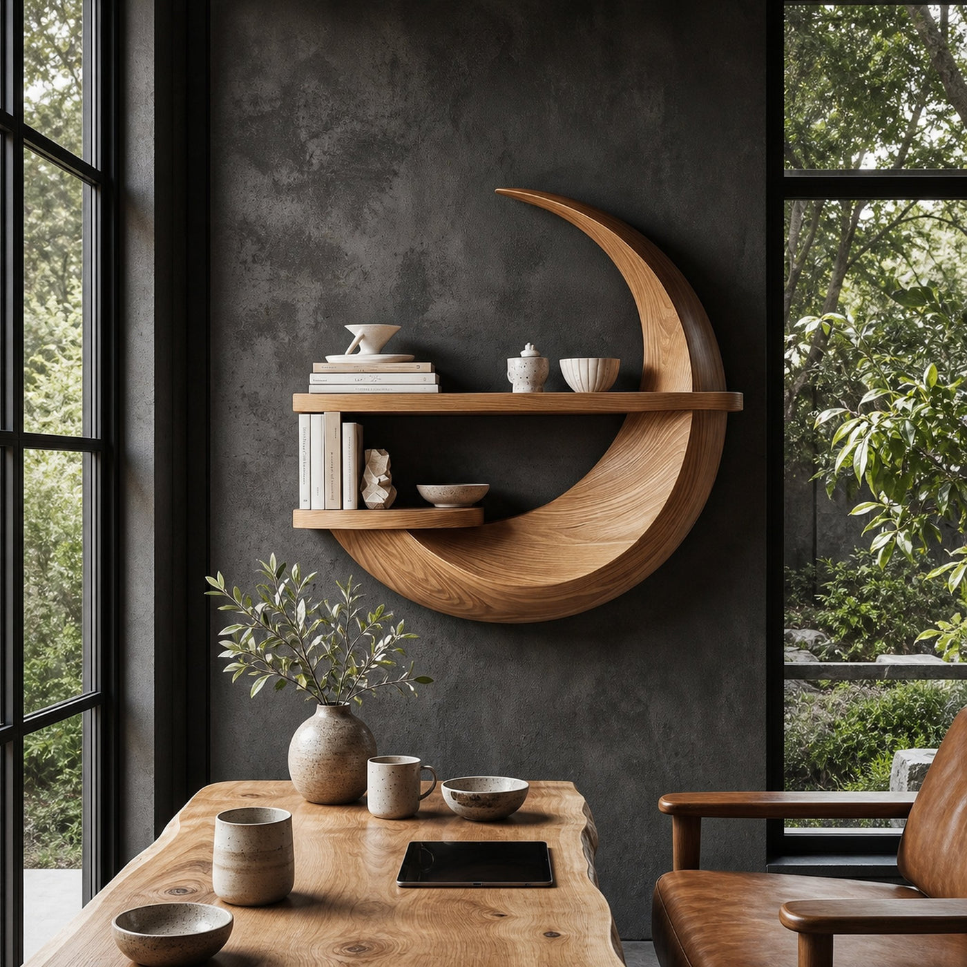 Rustic Floating Shelf With Natural Wood Display Storage For Living Room